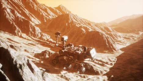 Curiosity-Mars-Rover-Erkundet-Die-Oberfläche-Des-Roten-Planeten